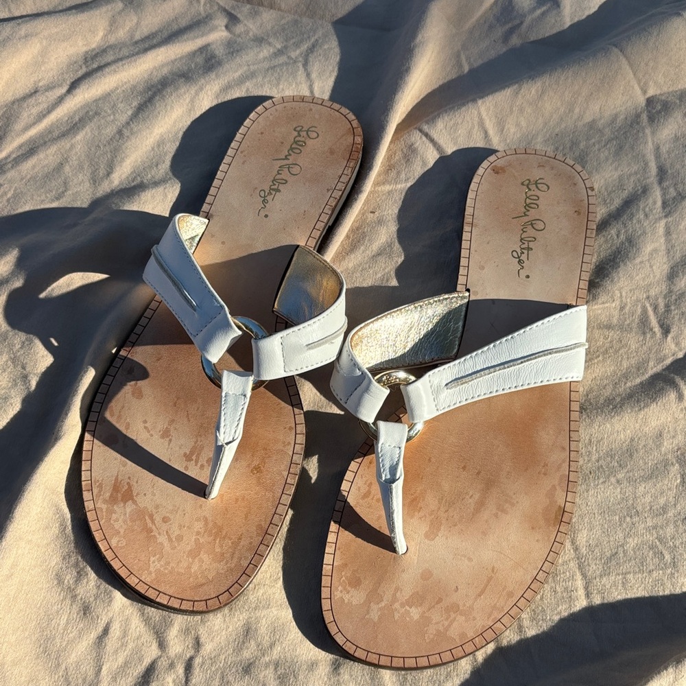 Lilly Pulitzer White Leather Sandals
